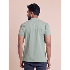 Generic Men's Casual Cotton Solid Half Sleeve Mandarin Collar T-Shirt (Newsage)