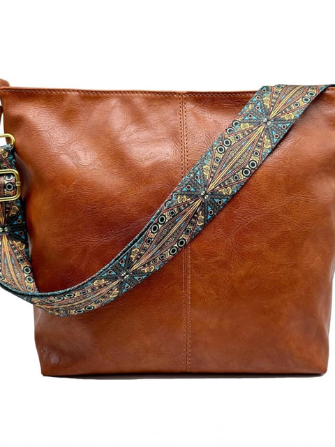 Generic Women's PU Leather Medium Sling bag Zipper Handbag (Brown)