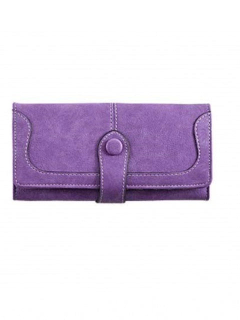 Generic Women's Faux Leather Medium Snap Button Wallet (Purple)