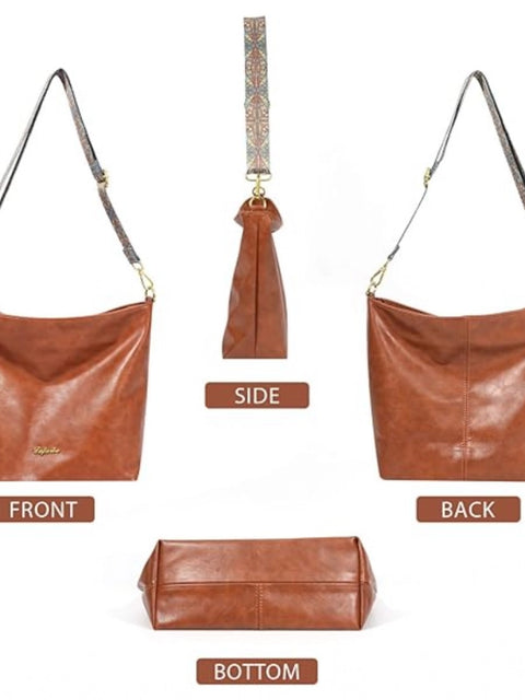 Generic Women's PU Leather Medium Sling bag Zipper Handbag (Brown)