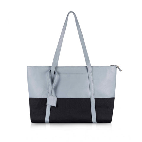 Generic Women's Faux Leather Large Shoulder Zipper Handbag (Light Blue)