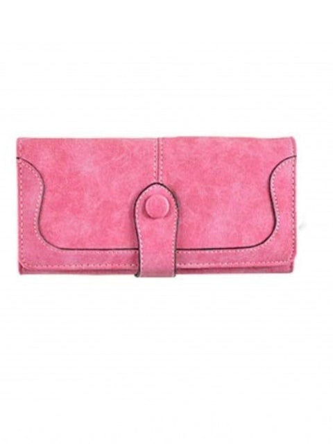 Generic Women's Faux Leather Medium Snap Button Wallet (Pink)