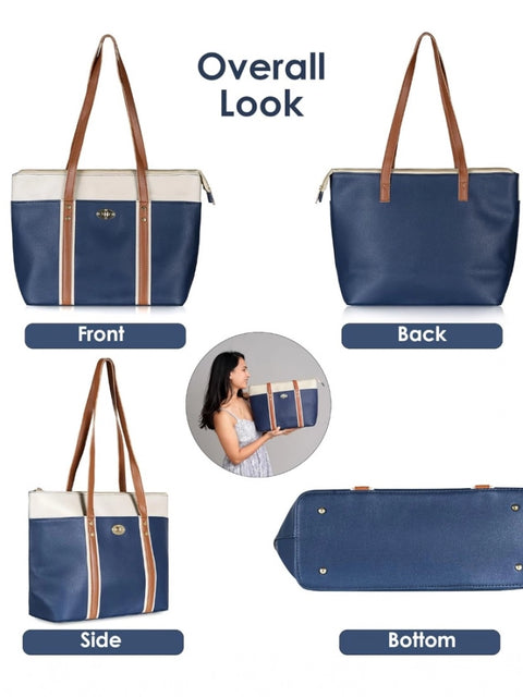 Generic Women's Faux Leather Large Shoulder Zipper Handbag (Dark Blue)