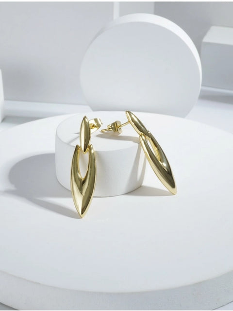 Women's brassNew Gold Tone Polish Mini Office Earrings (Gold Plated)