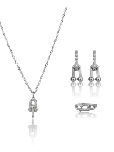 Women's Stainless Steel Unique Design Silverpolish Combo Jewelry (Silver Plated)
