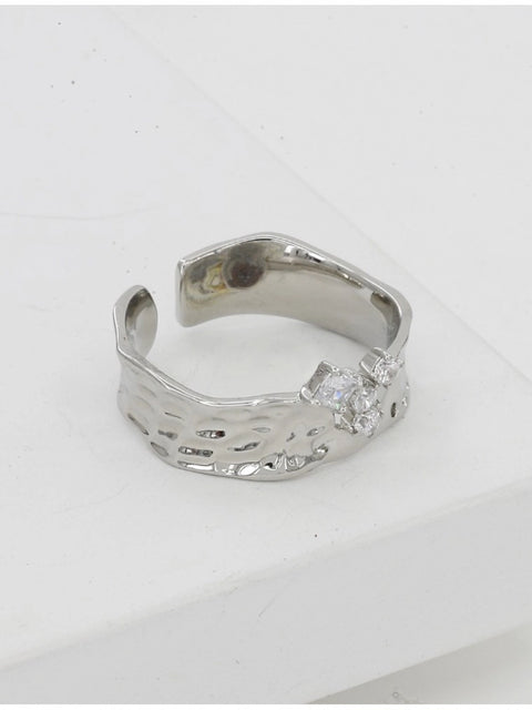 Stainless Steel Silver Polish Freesize Western Finger Ring (Silver Plated)