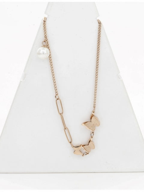 Women's Stainless Steel Butterfly Pendent Delicate Chain (Gold Plated)