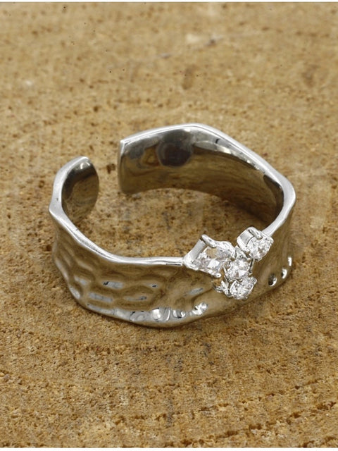 Stainless Steel Silver Polish Freesize Western Finger Ring (Silver Plated)