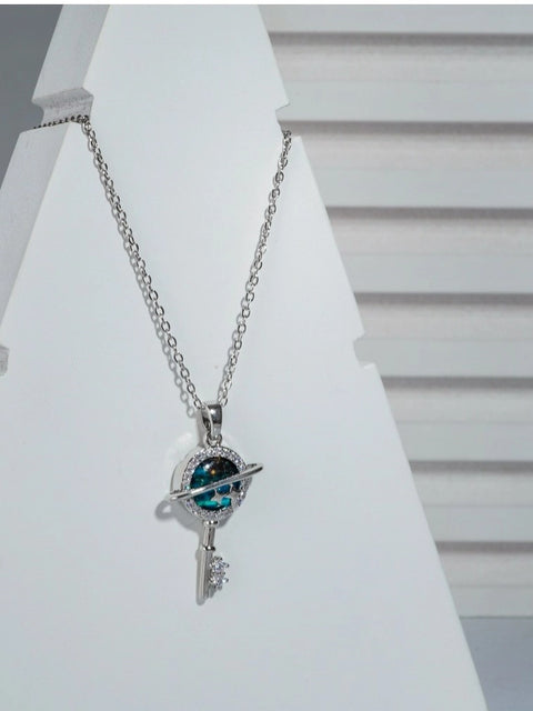 Women's Stainless Steel Key Design Delicate Chain (Silver Plated)