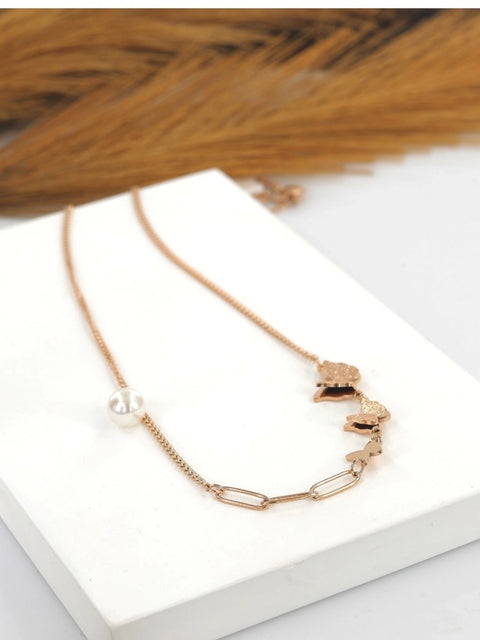 Women's Stainless Steel Butterfly Pendent Delicate Chain (Gold Plated)