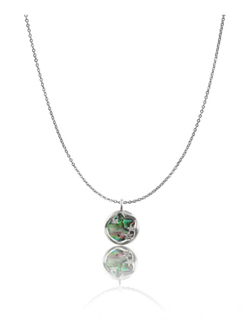 Women's Stainless Steel Galaxy Pendent Delicate Chain (Silver Plated)