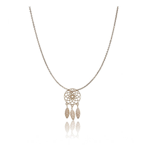Women's Stainless Steel Dream Catcher Pendent Delicate Chain (Gold Plated)