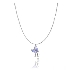Women's Stainless Steel Butterfly Dailywear Pendent Delicate Chain (Silver Plated)