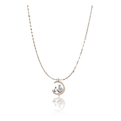 Women's Stainless Steel Moon Pendent Delicate Chain (Gold Plated)