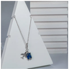 Women's Stainless Steel Airplane Design Pendent Delicate Chain (Silver Plated)