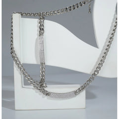 Women's Stainless Steel Silver Polish Hand Bracelet And Necklace (Silver Plated)