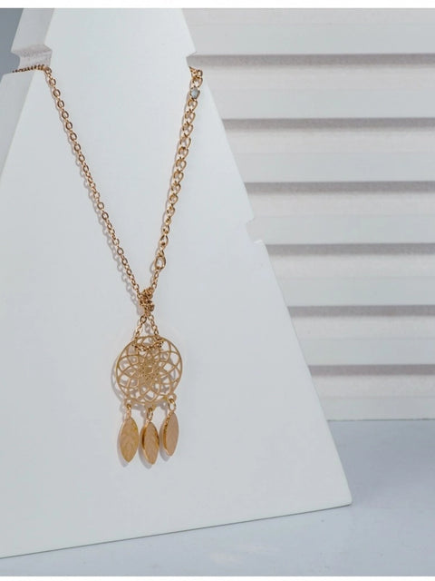 Women's Stainless Steel Dream Catcher Pendent Delicate Chain (Gold Plated)