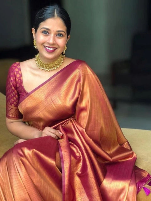 Women's Silk Printed Saree With Unstitched Blouse 5.5Mtr (Maroon)