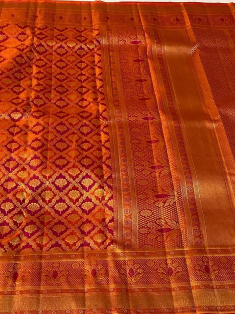 Women's Silk Printed Saree With Unstitched Blouse 5.5Mtr (Red)