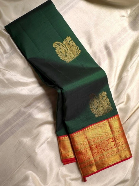Women's Silk Printed Saree With Unstitched Blouse 5.5Mtr (Green)
