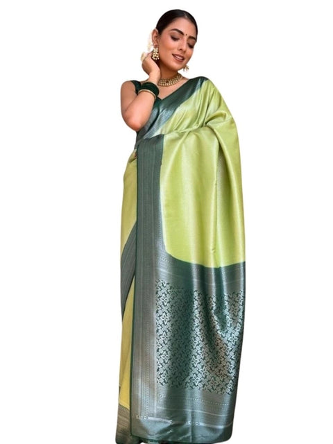 Women's Silk Printed Saree With Unstitched Blouse 5.5Mtr (Sea Green)