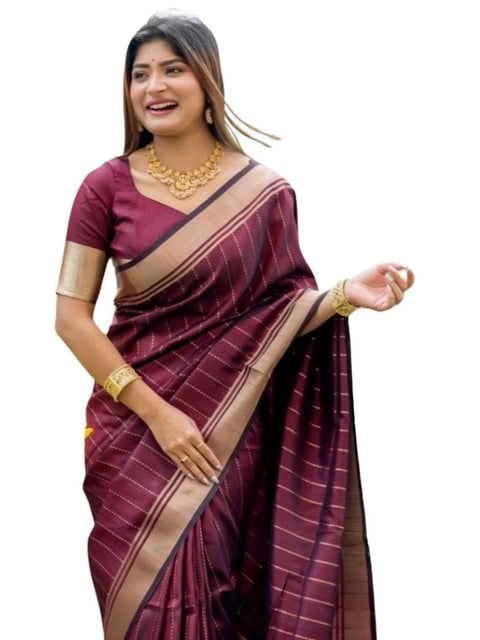 Women's Silk Printed Saree With Unstitched Blouse 5.5Mtr (Maroon)