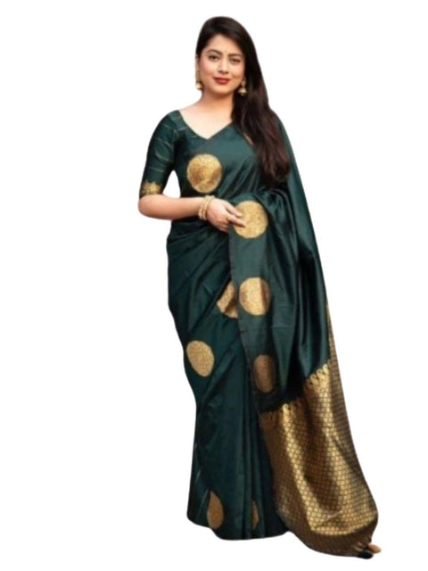 Women's Silk Printed Saree With Unstitched Blouse 5.5Mtr (Green)
