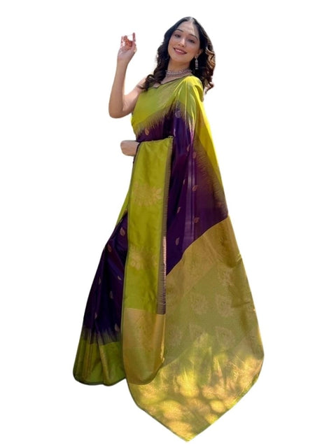 Women's Silk Printed Saree With Unstitched Blouse 5.5Mtr (Wine)