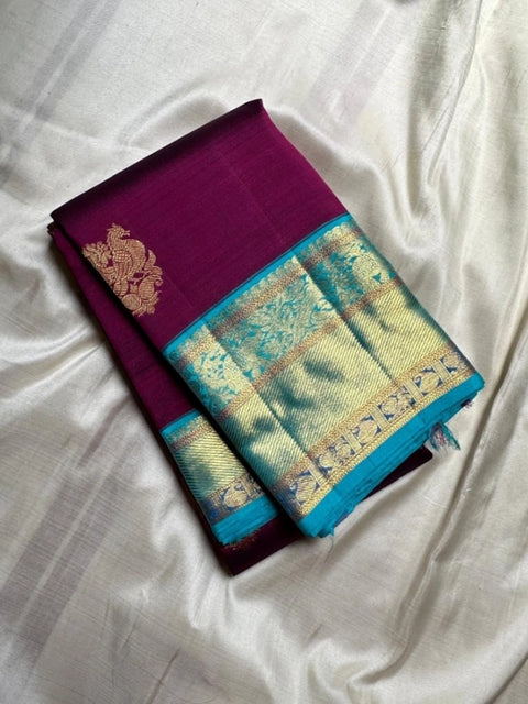 Women's Silk Printed Saree With Unstitched Blouse 5.5Mtr (Wine)