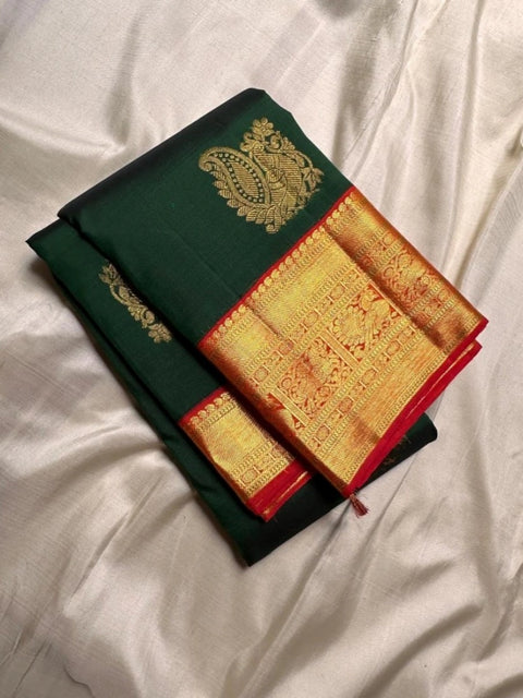 Women's Silk Printed Saree With Unstitched Blouse 5.5Mtr (Green)