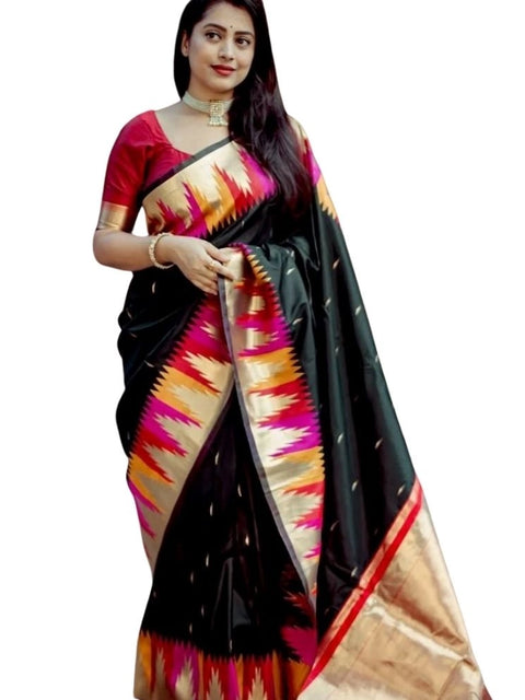 Women's Silk Printed Saree With Unstitched Blouse 5.5Mtr (Multicolor)