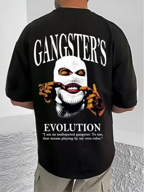 Generic Men's Casual Cotton Blend Printed Round Neck Half Sleeve T-Shirt (Black)