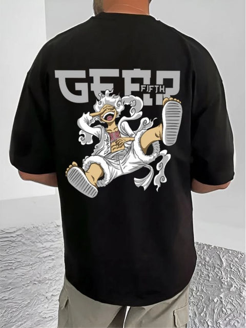 Generic Men's Casual Cotton Blend Printed Round Neck Half Sleeve T-Shirt (Black)