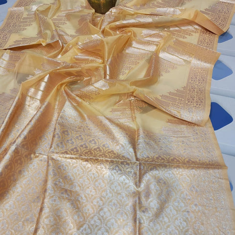 Lite weight party wear transparent pure minakari orghanga Silk