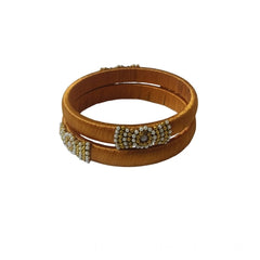Women's Plastic Silk Thread Bangles (Light Brown, Size: 2.1)