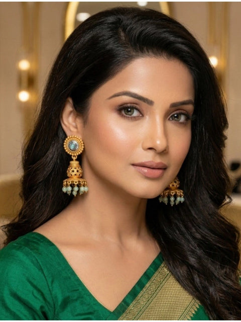 Women's Pack Of 2 Zinc Alloy Gold Plated Jhumka Earrings (Multicolor)