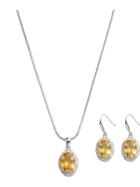 Women's Brass Silver Plated Pendant Set (Yellow)