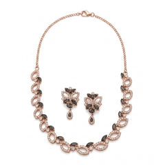 Women's Brass Silver Plated Necklace set (Silver)