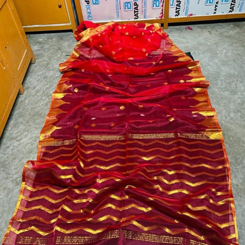 EXCLUSIVE PRIMIUM QUALITY COPAR ZORI SIKUAENS MALL COTTON SAREE