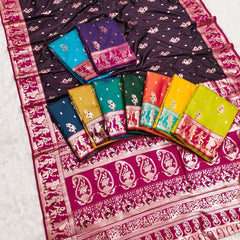 Premium Quality Pure Triple Tone Bishnupuri Swarnachuri Silk