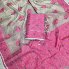 Premium Rajasthani Gadhwal Silk Saree – All Over Floral Meena Design
