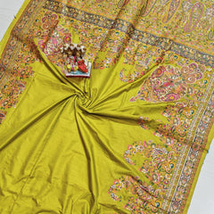 Luxurious Pashmina Silk Saree featuring Intricate Kalka Weave
