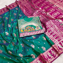 Premium Quality Pure Triple Tone Bishnupuri Swarnachuri Silk