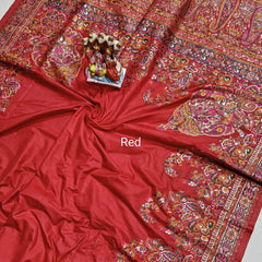 Luxurious Pashmina Silk Saree featuring Intricate Kalka Weave