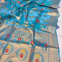 Lite weight party wear transparent pure minakari orghanga Silk