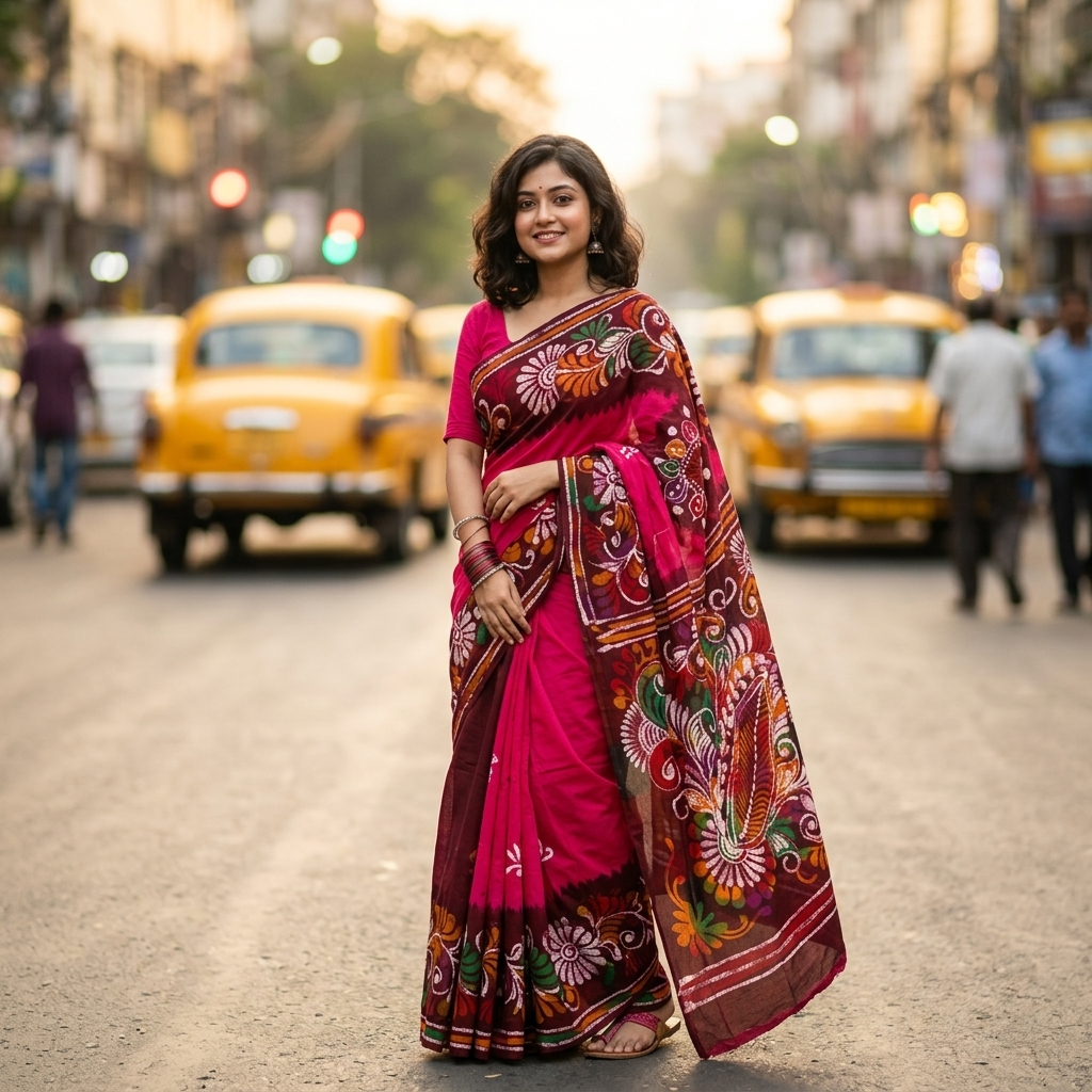 Pure Cotton Hand batick Saree