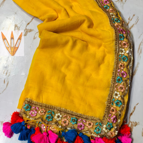 Fine 120 Count Mulmul Cotton Saree with Embroidered Zardosi Lace