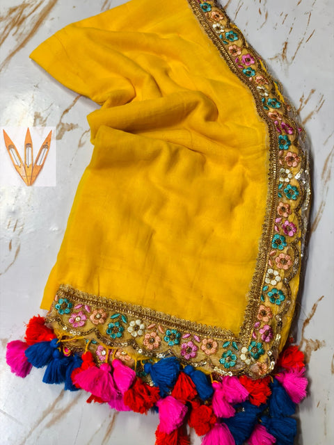 Fine 120 Count Mulmul Cotton Saree with Embroidered Zardosi Lace