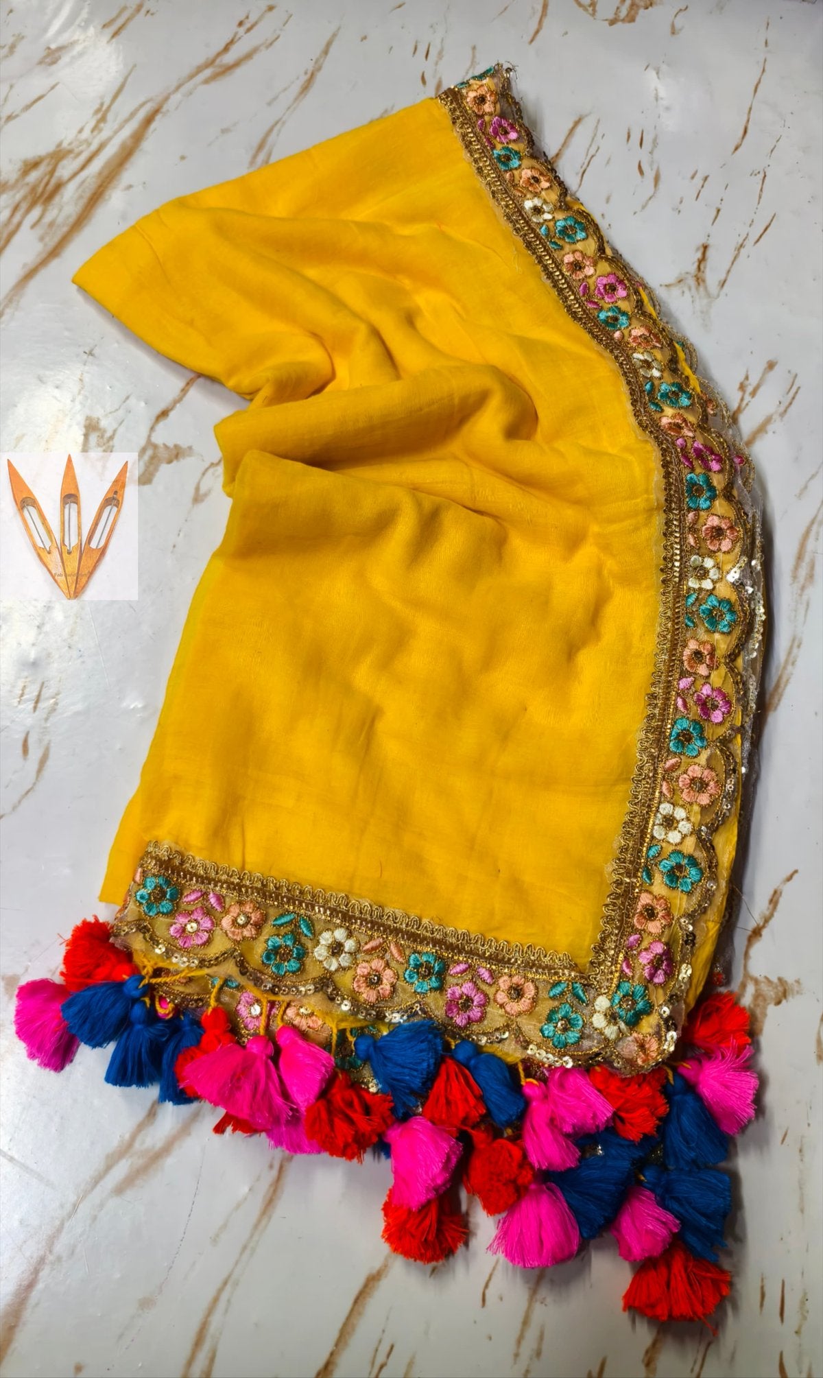 Fine 120 Count Mulmul Cotton Saree with Embroidered Zardosi Lace