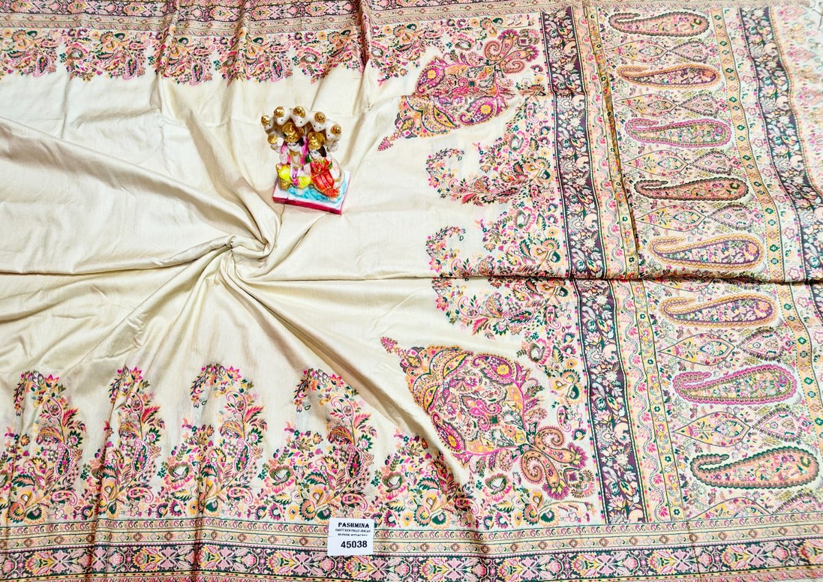 Luxurious Pashmina Silk Saree featuring Intricate Kalka Weave